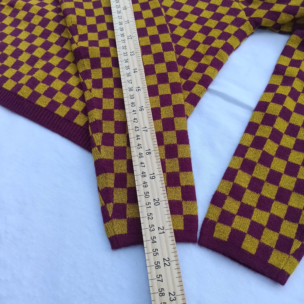 NWT Daydreamer Crop Women's Sweater XS Cozy Fig Checkers Long Sleeve - Picture 10 of 10